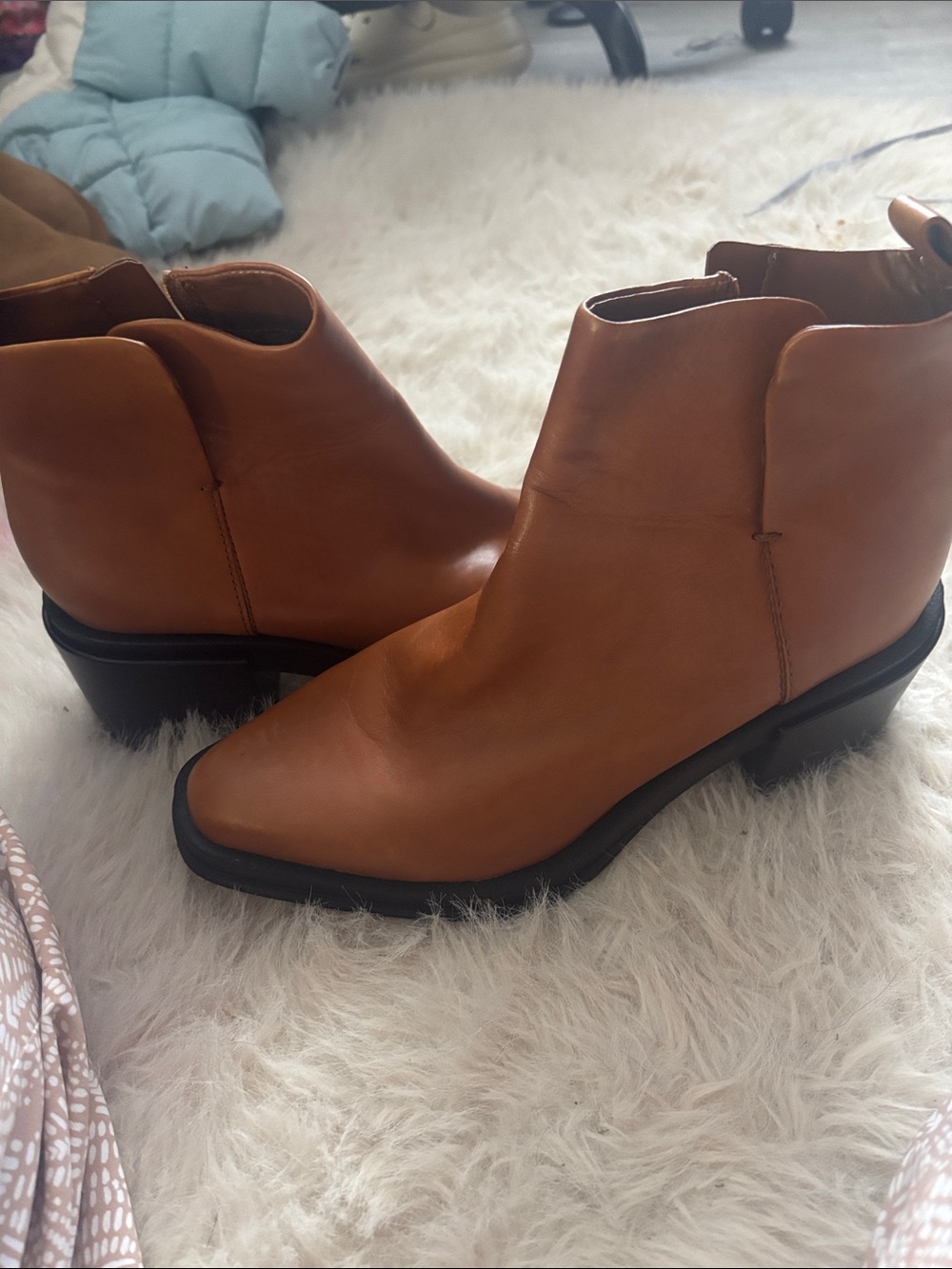 Brand New Franco Sarto Cognac Leather Ankle Boots
